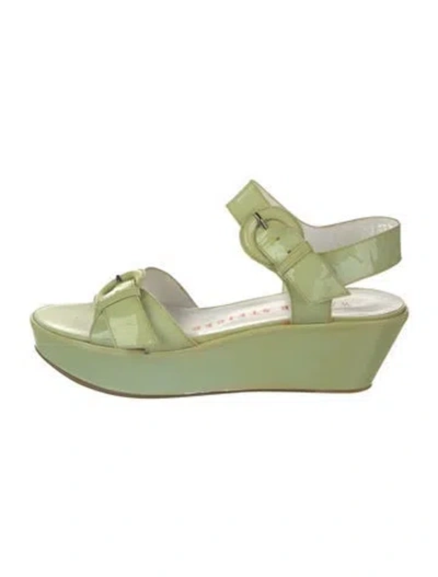 Pre-owned Walter Steiger Patent Leather Sandals In Green