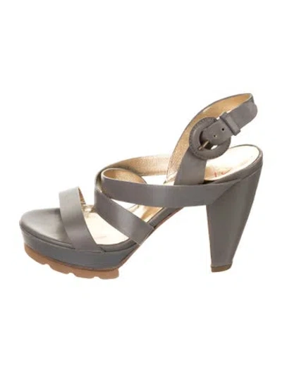 Pre-owned Walter Steiger Patent Leather Sandals In Grey