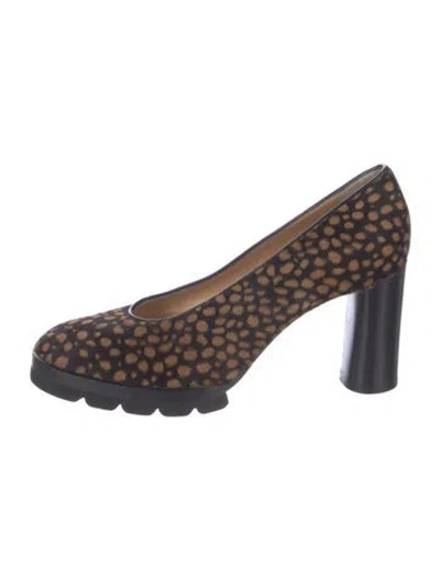 Pre-owned Walter Steiger Ponyhair Animal Print Pumps In Brown