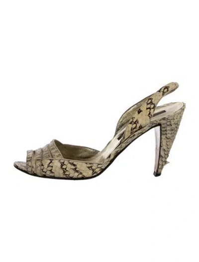 Pre-owned Walter Steiger Python Animal Print Sandals In Multicolor