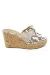Walter Steiger Python-patterned Platform Mules With Cork Wedge Sole In Multi