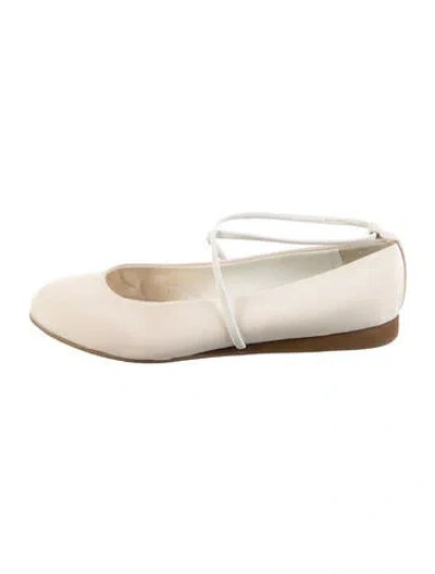 Pre-owned Walter Steiger Satin Ballet Flats In Neutral
