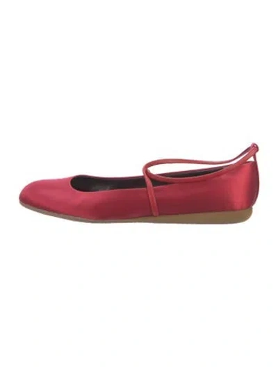Pre-owned Walter Steiger Satin Ballet Flats In Red