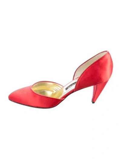 Pre-owned Walter Steiger Satin D'orsay Pumps In Red