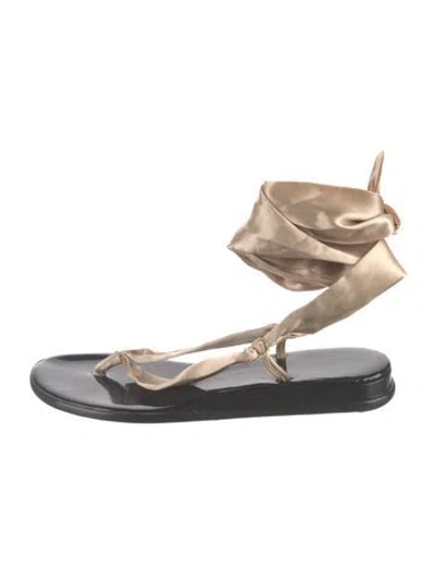 Pre-owned Walter Steiger Satin Gladiator Sandals In Neutral