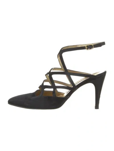 Pre-owned Walter Steiger Satin Mules In Black