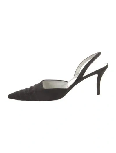 Pre-owned Walter Steiger Satin Slingback Pumps In Black