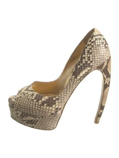 Pre-owned Walter Steiger Snakeskin Animal Print Pumps In Gold