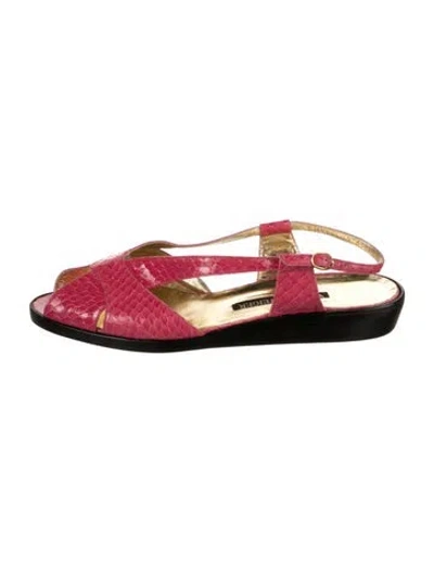 Pre-owned Walter Steiger Snakeskin Animal Print Sandals In Red