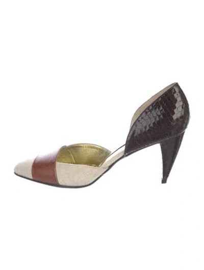 Pre-owned Walter Steiger Snakeskin Colorblock Pattern D'orsay Pumps In Multi