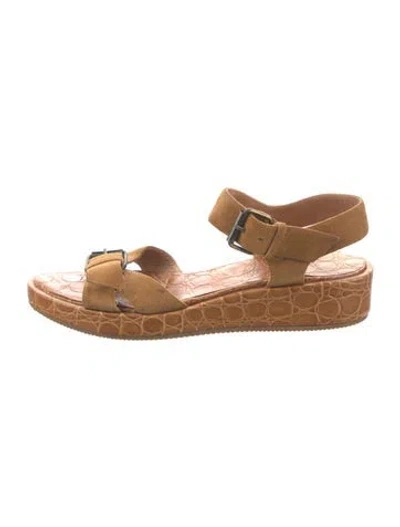 Pre-owned Walter Steiger Suede Animal Print Sandals In Brown