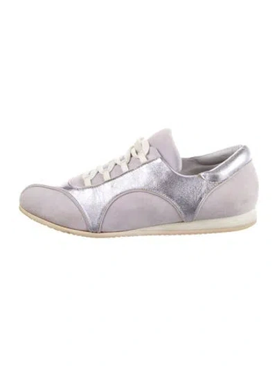 Pre-owned Walter Steiger Suede Colorblock Pattern Sneakers In Purple