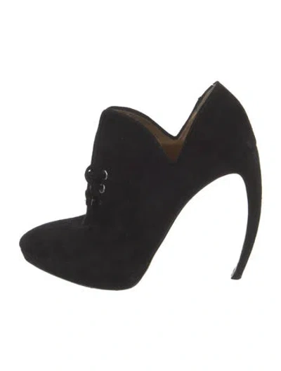 Pre-owned Walter Steiger Suede Lace-up Boots In Black