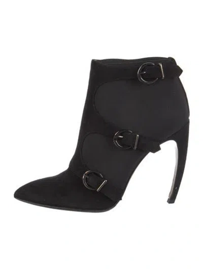 Pre-owned Walter Steiger Suede Moto Boots In Black