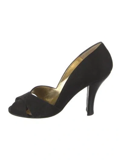 Pre-owned Walter Steiger Suede Printed D'orsay Pumps In Black