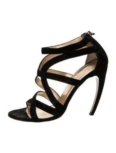Pre-owned Walter Steiger Suede Sandals In Black