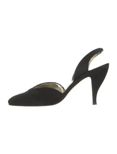 Pre-owned Walter Steiger Suede Slingback Pumps In Black