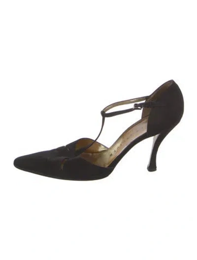 Pre-owned Walter Steiger Suede T-strap Pumps In Black