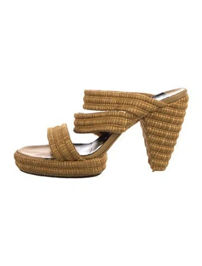 Pre-owned Walter Steiger Vintage Raffia Mules In Neutral