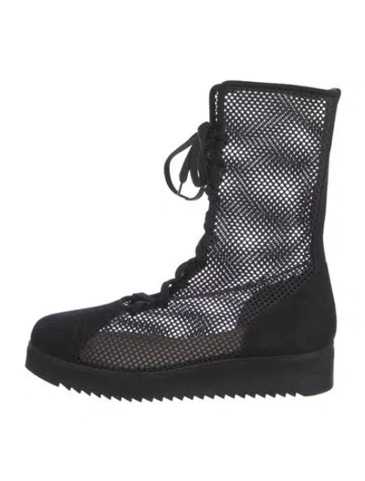 Pre-owned Walter Steiger Vintage Suede Lace-up Boots In Black