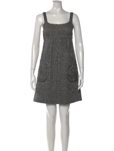 Pre-owned Walter Tweed Pattern Mini Dress In Gray
