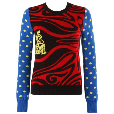Pre-owned Walter Van Beirendonck 2000's Multi-color Abstract Polka Dot Monkey Sweater In Black