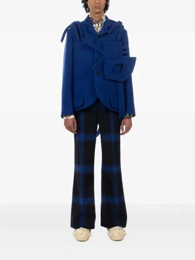 Walter Van Beirendonck Alien Boxy Deconstructed Blazer In Blue
