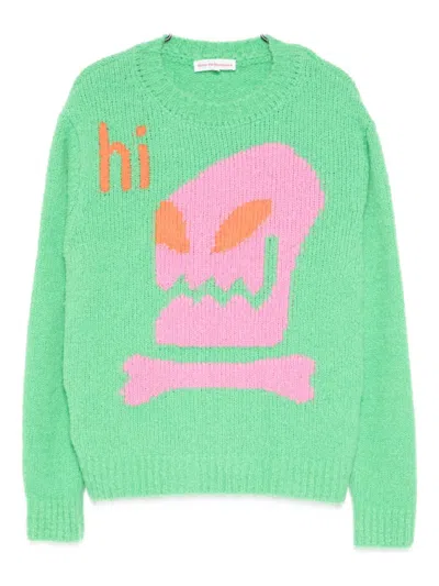 Walter Van Beirendonck Alien-intarsia Jumper In Green