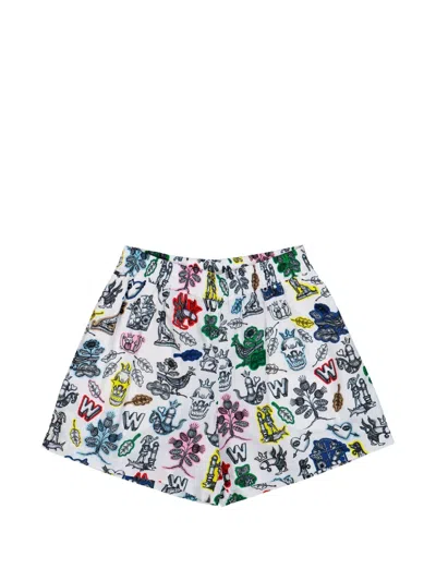 Walter Van Beirendonck Artful-print Elastic Shorts In Multi