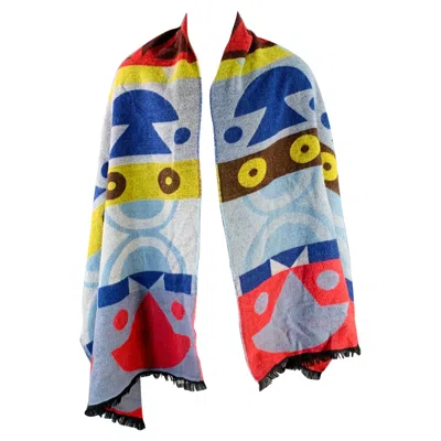 Pre-owned Walter Van Beirendonck Aw16 Multi Color Abstract Double Face Wool Scarf In Gray