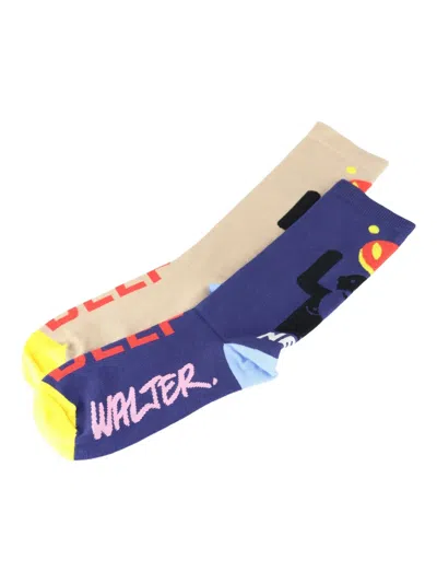 Walter Van Beirendonck Beep Beep Socks In Blue