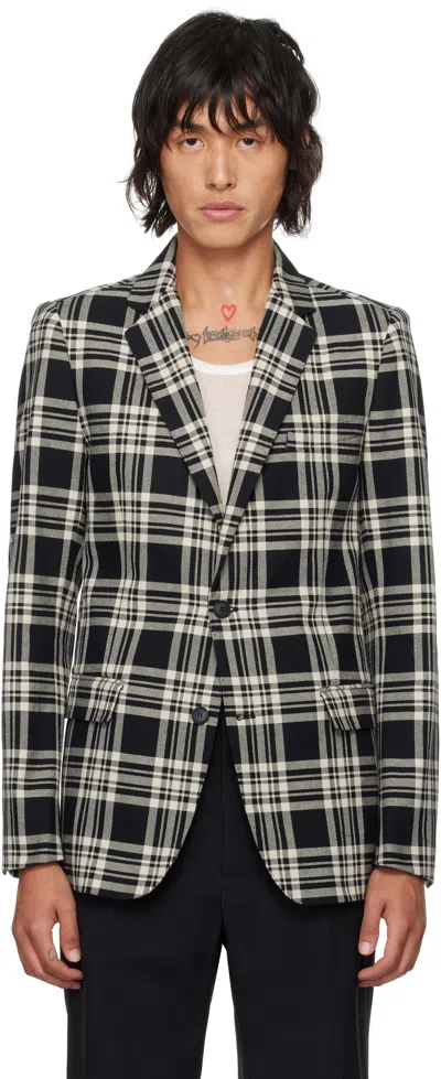 Walter Van Beirendonck Black & Beige Sharp Blazer In Cc11 Black