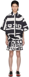 Walter Van Beirendonck Black & White Graphic Jumpsuit In Cc29 Black/white