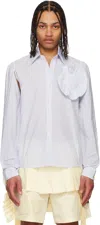 Walter Van Beirendonck Blue & Off-white Flower Shirt In Cc4 Off-white