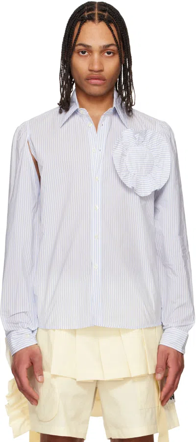 Walter Van Beirendonck Blue & Off-white Flower Shirt In Cc4 Off-white
