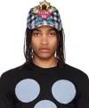 Walter Van Beirendonck Blue & White Clown Cap In Comb. Ii Mazzarine