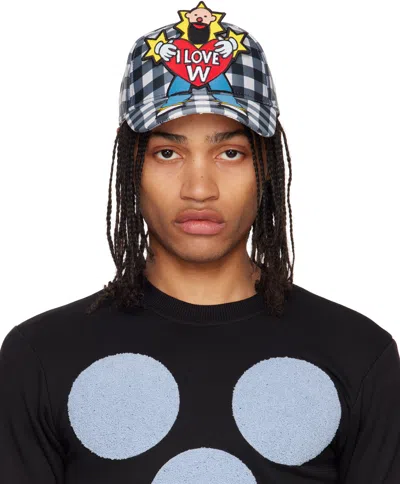 Walter Van Beirendonck Blue & White Clown Cap In Comb. Ii Mazzarine
