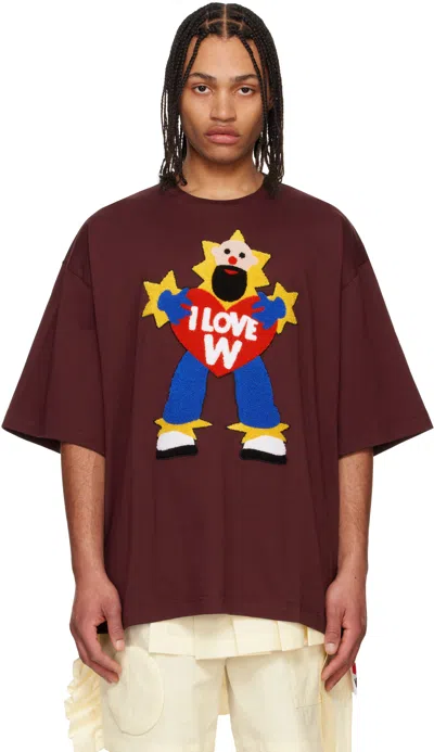 Walter Van Beirendonck Burgundy 'i Love W' T-shirt