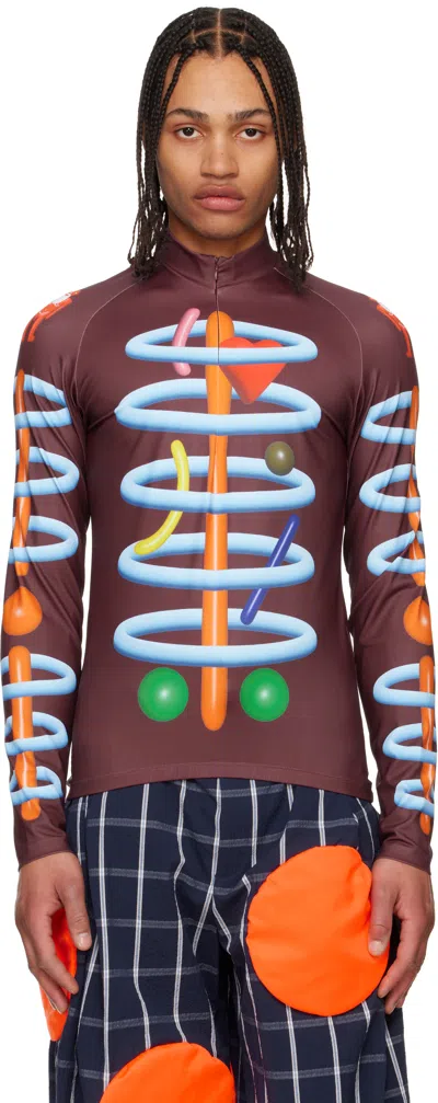 Walter Van Beirendonck Burgundy Void Clown Bike Turtleneck In Comb. Iii