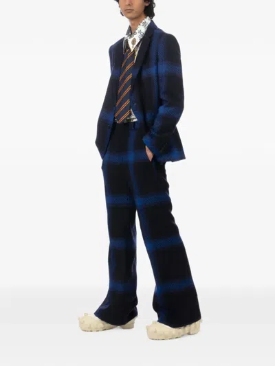 Walter Van Beirendonck Check-pattern Wool Blazer In Blue