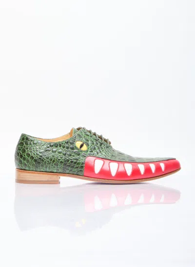 Walter Van Beirendonck Crocodile Lace-up Shoes In Green