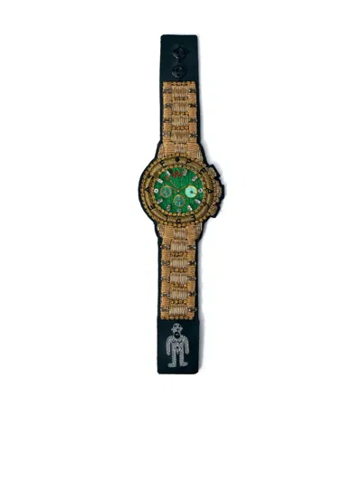 Walter Van Beirendonck Crystal-embellished Bracelet In Gold