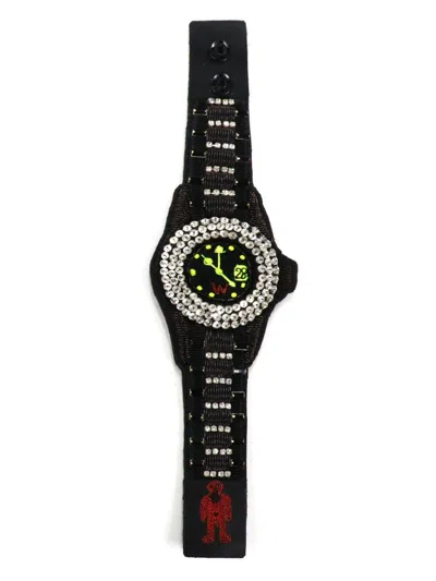 Walter Van Beirendonck Diamond Bracelet In Black