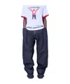 Walter Van Beirendonck Embossed Square Denim Jeans In Black