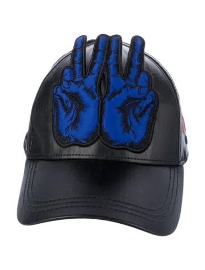 Pre-owned Walter Van Beirendonck Faux Leather Peace Cap In Black