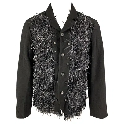 Pre-owned Walter Van Beirendonck Fw 16 Size 38 Metallic Textured Wool Boxy Frame Blazer In Black