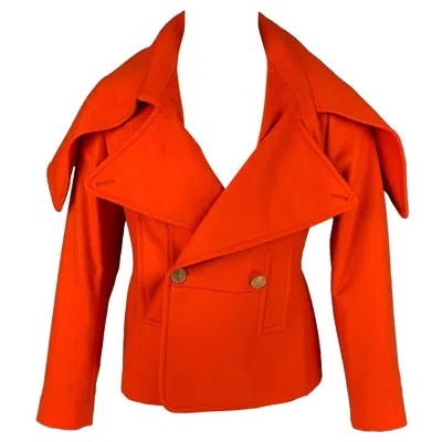 Pre-owned Walter Van Beirendonck Fw 19 Size 36 Orange Wool Double Breasted Jacket