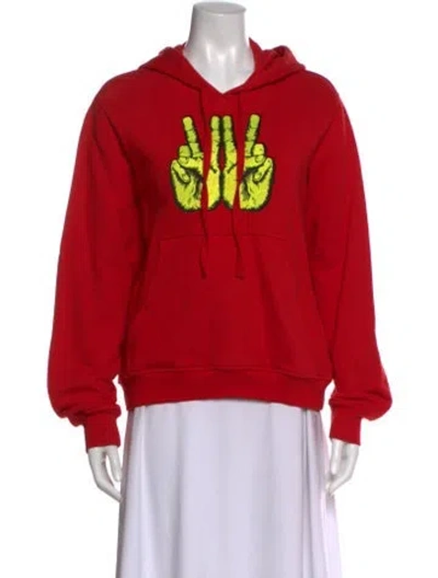 Pre-owned Walter Van Beirendonck Graphic Print Crew Neck Hoodie In Red