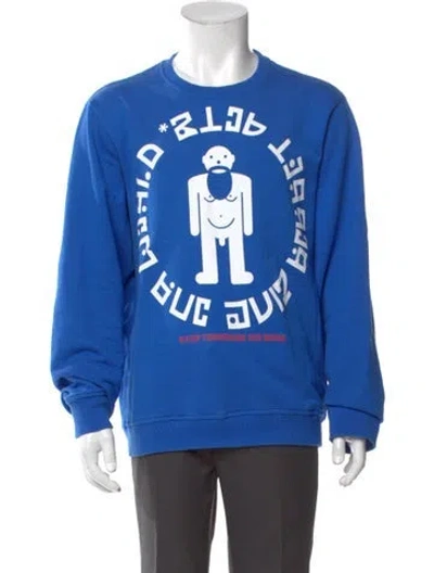 Pre-owned Walter Van Beirendonck Graphic Print Crew Neck Sweatshirt In Blue