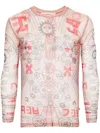 Walter Van Beirendonck Graphic-print Mesh Top In Neutrals